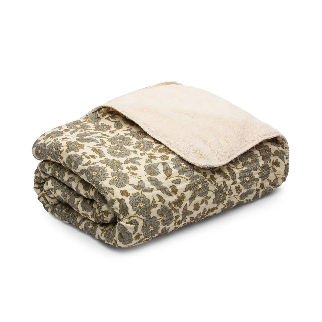 House No.23 Floral Gauze Sherpa Cotton Blanket Buttercream-House No. 23-Thistle Hill