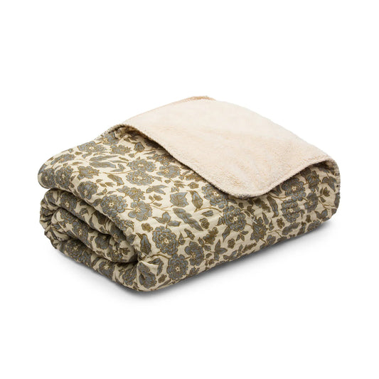 House No.23 Floral Gauze Sherpa Cotton Blanket Buttercream-House No. 23-Thistle Hill