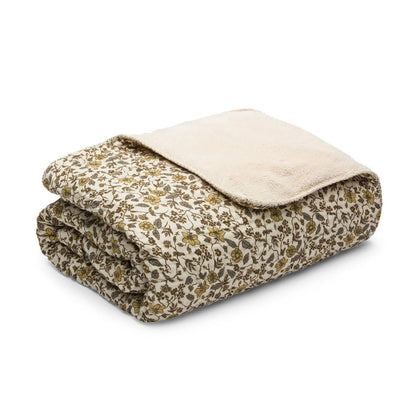 House No.23 Floral Gauze Sherpa Cotton Blanket Coconut-House No. 23-Thistle Hill