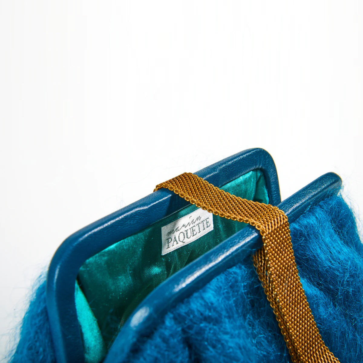 Marian Paquette Susan Mohair Clutch with Vintage Chain Teal