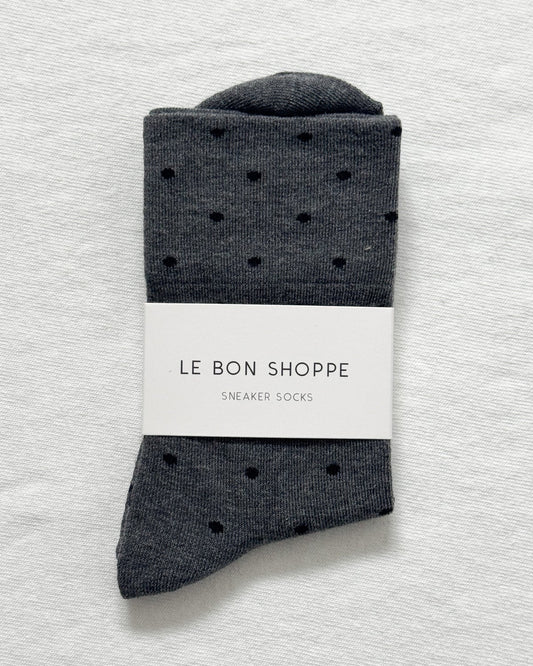 Le Bon Shoppe Sneaker Socks Polka Dot Charcoal/Black-Le Bon Shoppe-Thistle Hill