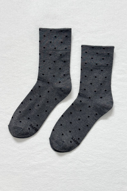 Le Bon Shoppe Sneaker Socks Polka Dot Charcoal/Black-Le Bon Shoppe-Thistle Hill