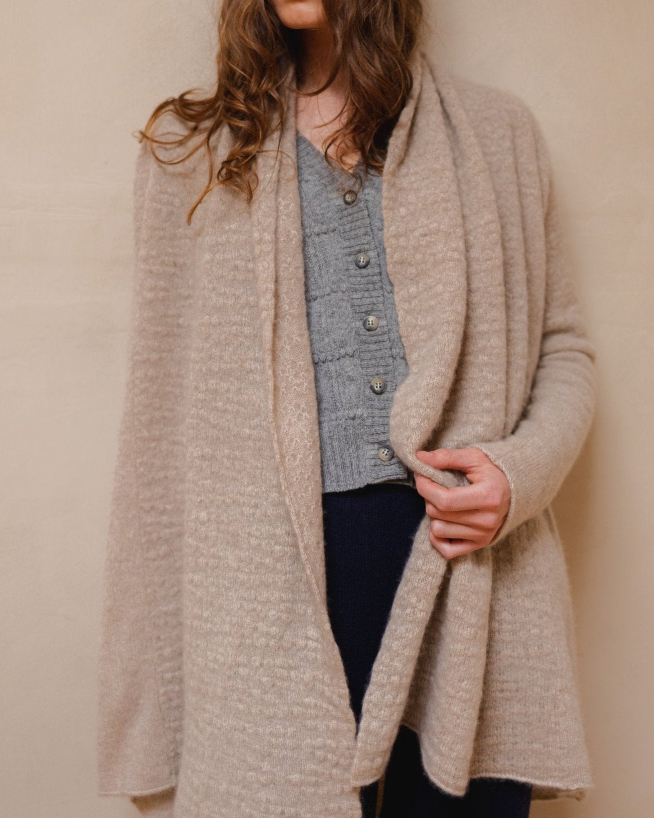 Ros Duke Shawl Cardigan Oatmeal-Ros Duke-Thistle Hill