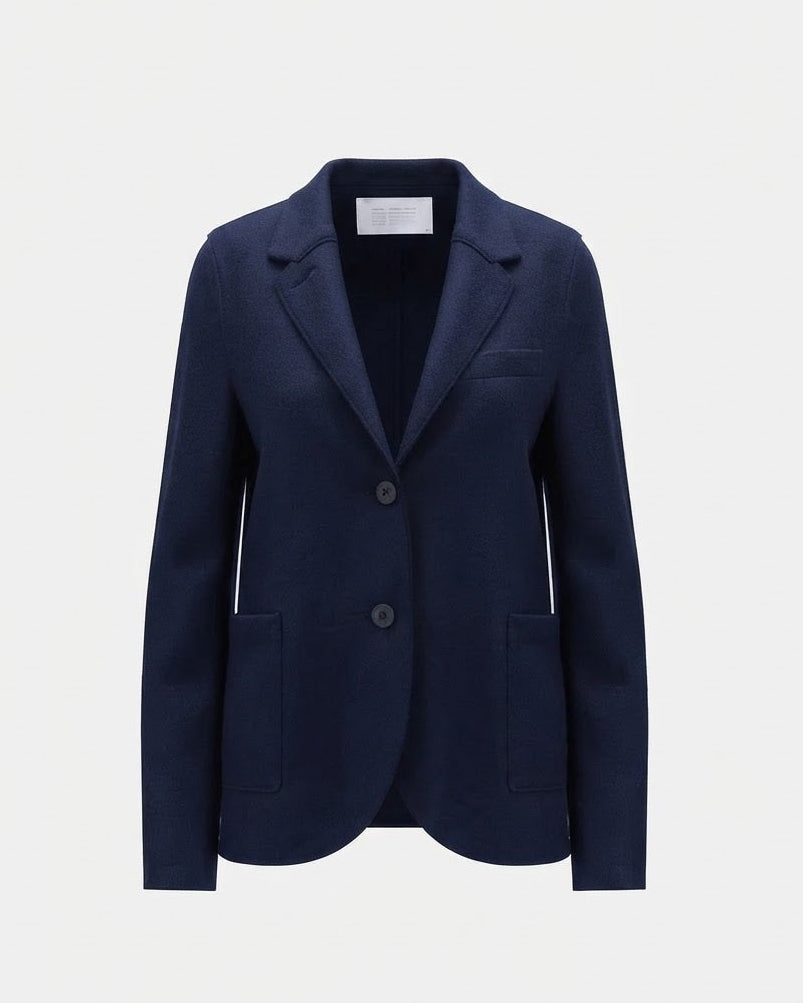 Harris Wharf Stand Up Collar Blazer Navy Blue-Harris Wharf London-Thistle Hill