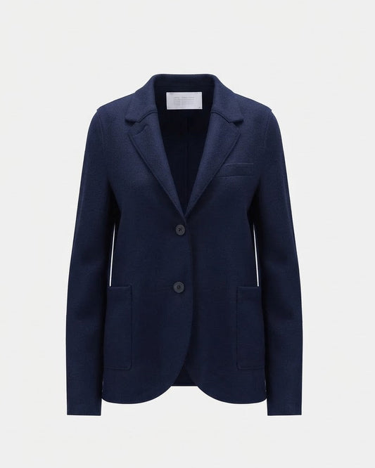 Harris Wharf Stand Up Collar Blazer Navy Blue-Harris Wharf London-Thistle Hill
