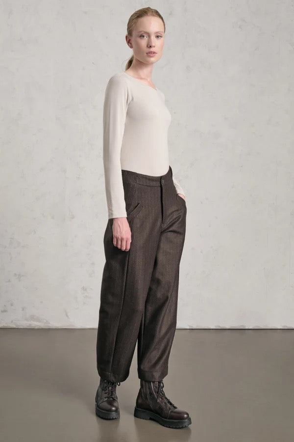 Transit Pinstriped Light Wool Trouser Coco-Transit-Thistle Hill