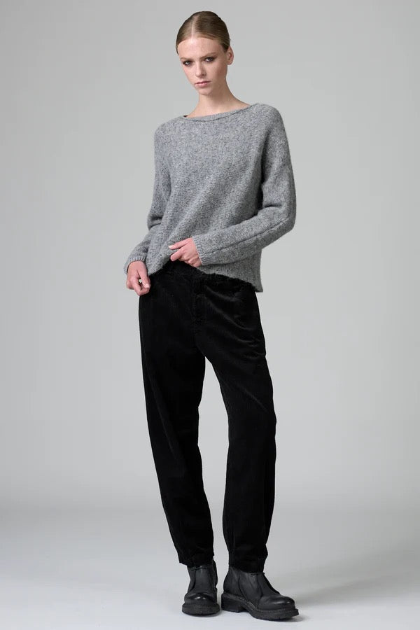 Transit Alpaca-blend Oversize Boatneck Knit Sweater Grey-Transit-Thistle Hill