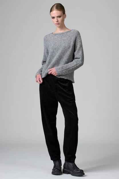 Transit Alpaca-blend Oversize Boatneck Knit Sweater Grey-Transit-Thistle Hill