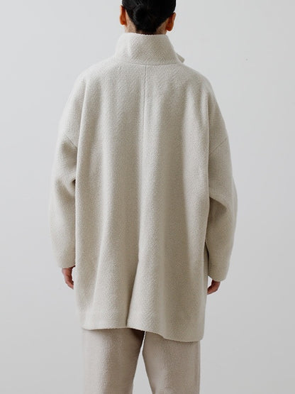Evam Eva Renew Wool Stand Short Coat Ivory-Evam Eva-Thistle Hill