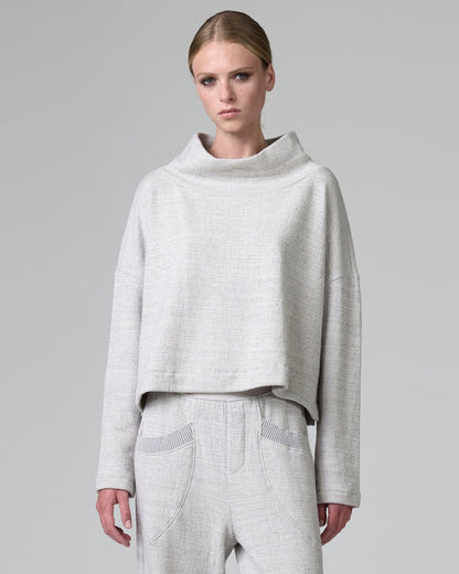 Transit Comfort Fit Turtleneck Knit in micro-patterned wool and cotton Chalk-Transit-Thistle Hill