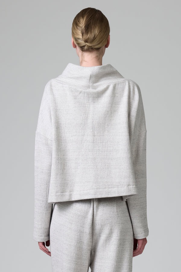 Transit Comfort Fit Turtleneck Knit in micro-patterned wool and cotton Chalk-Transit-Thistle Hill