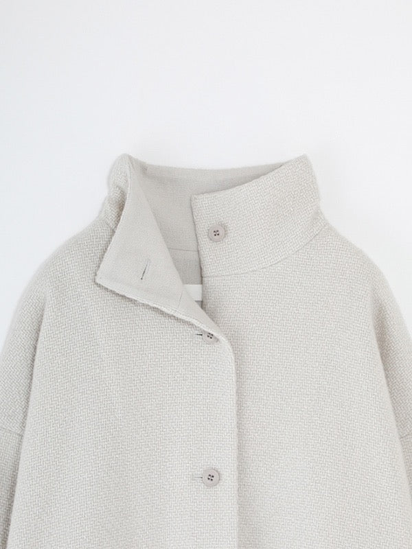 Evam Eva Renew Wool Stand Short Coat Ivory-Evam Eva-Thistle Hill