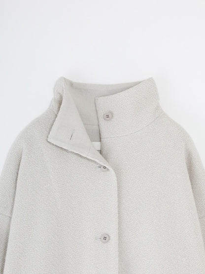 Evam Eva Renew Wool Stand Short Coat Ivory-Evam Eva-Thistle Hill