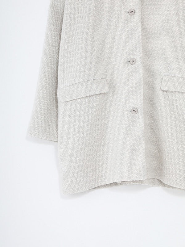 Evam Eva Renew Wool Stand Short Coat Ivory-Evam Eva-Thistle Hill