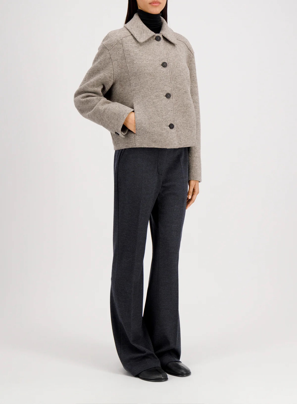 Harris Wharf London Cropped Coach Jacket Boiled Wool Natural Casha-Harris Wharf London-Thistle Hill