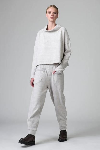 Transit Comfort Fit Turtleneck Knit in micro-patterned wool and cotton Chalk-Transit-Thistle Hill