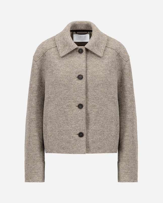 Harris Wharf London Cropped Coach Jacket Boiled Wool Natural Casha-Harris Wharf London-Thistle Hill