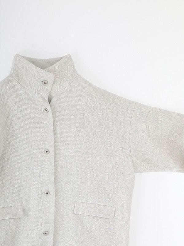 Evam Eva Renew Wool Stand Short Coat Ivory-Evam Eva-Thistle Hill