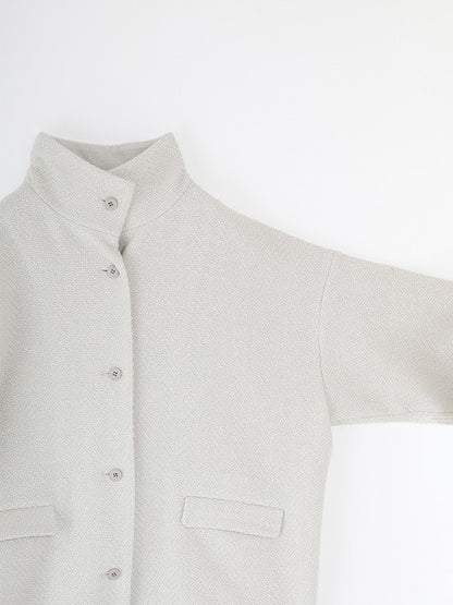 Evam Eva Renew Wool Stand Short Coat Ivory-Evam Eva-Thistle Hill