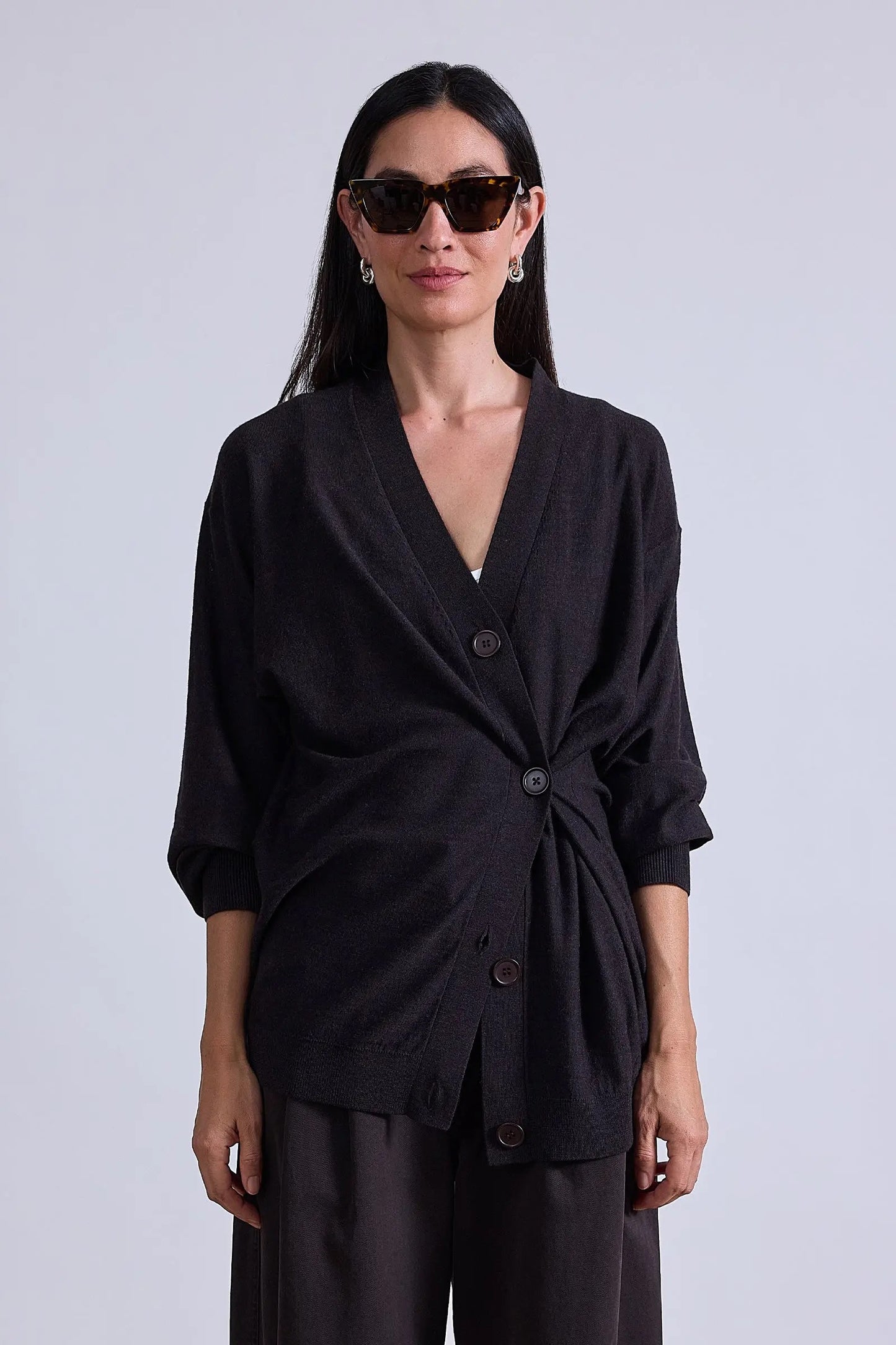 Apiece Apart Tissue Weight Cardigan Deep Espresso-Apiece Apart-Thistle Hill