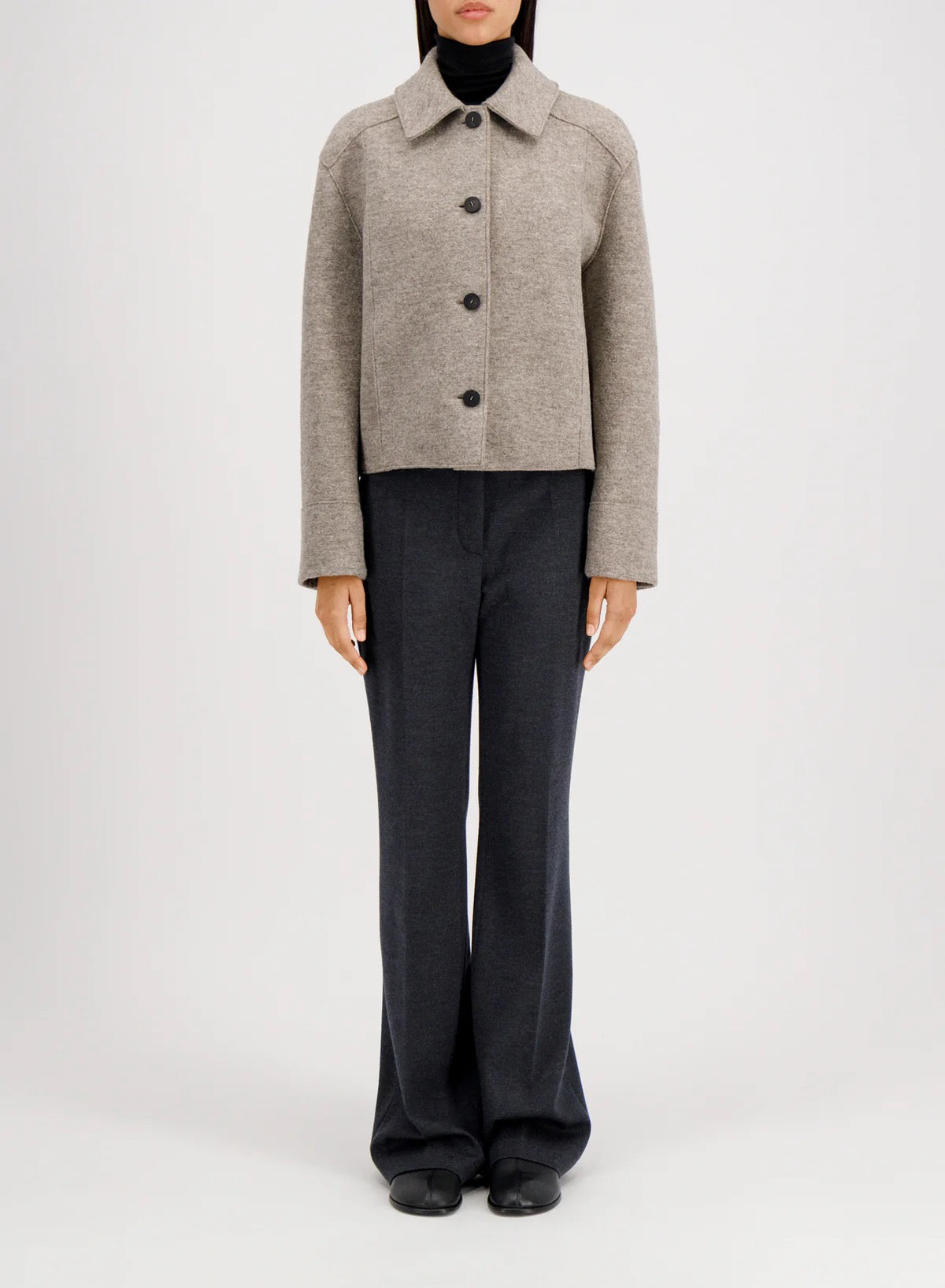 Harris Wharf London Cropped Coach Jacket Boiled Wool Natural Casha-Harris Wharf London-Thistle Hill