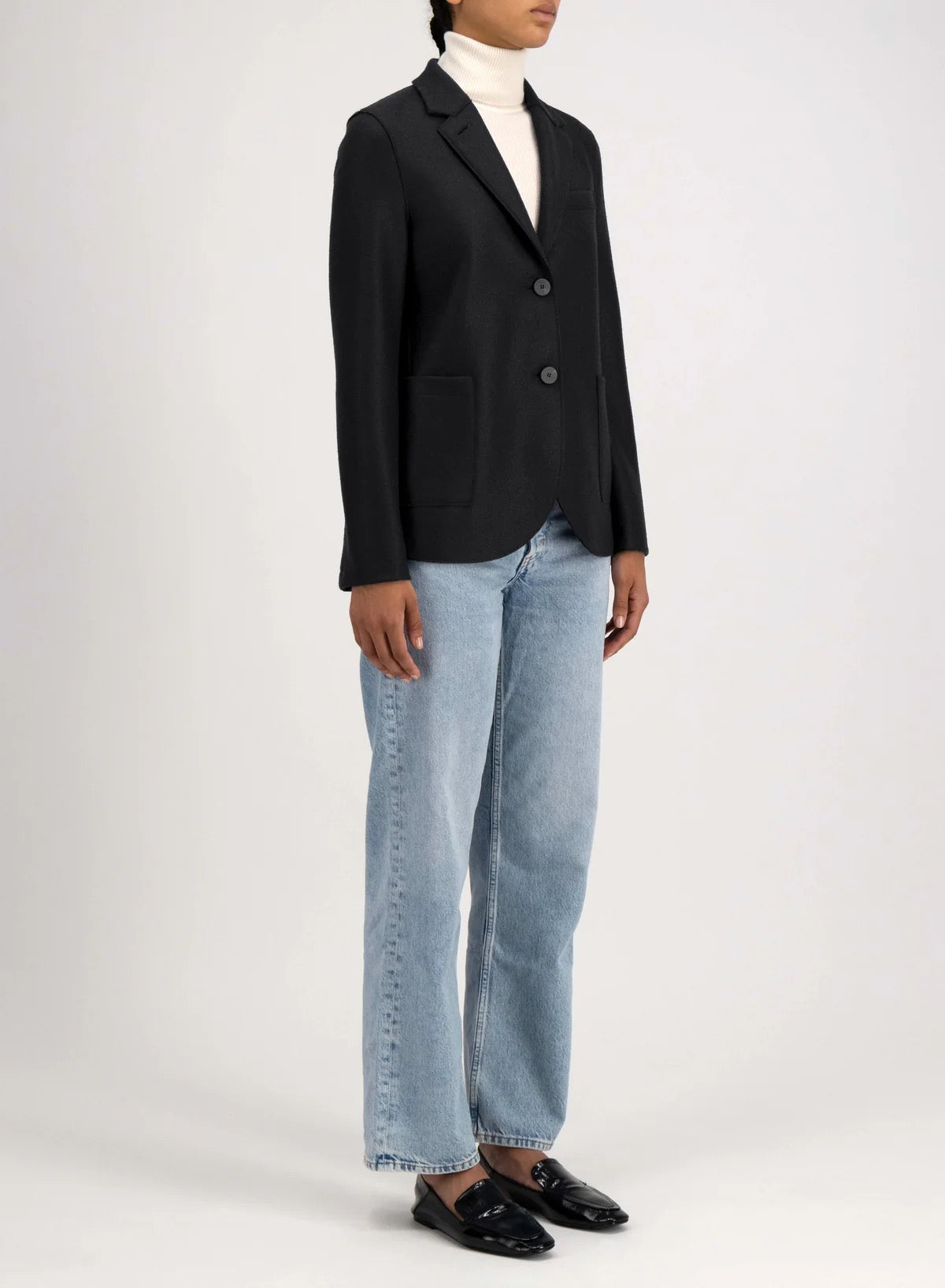 Harris Wharf Stand Up Collar Blazer Black-Harris Wharf London-Thistle Hill