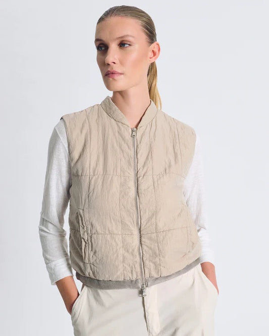 Transit Padded Silk Blend Vest in Sand-Transit-Thistle Hill