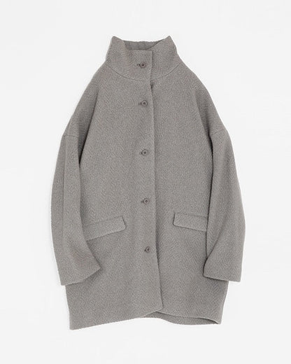 Evam Eva Renew Wool Stand Short Coat Mocha-Evam Eva-Thistle Hill