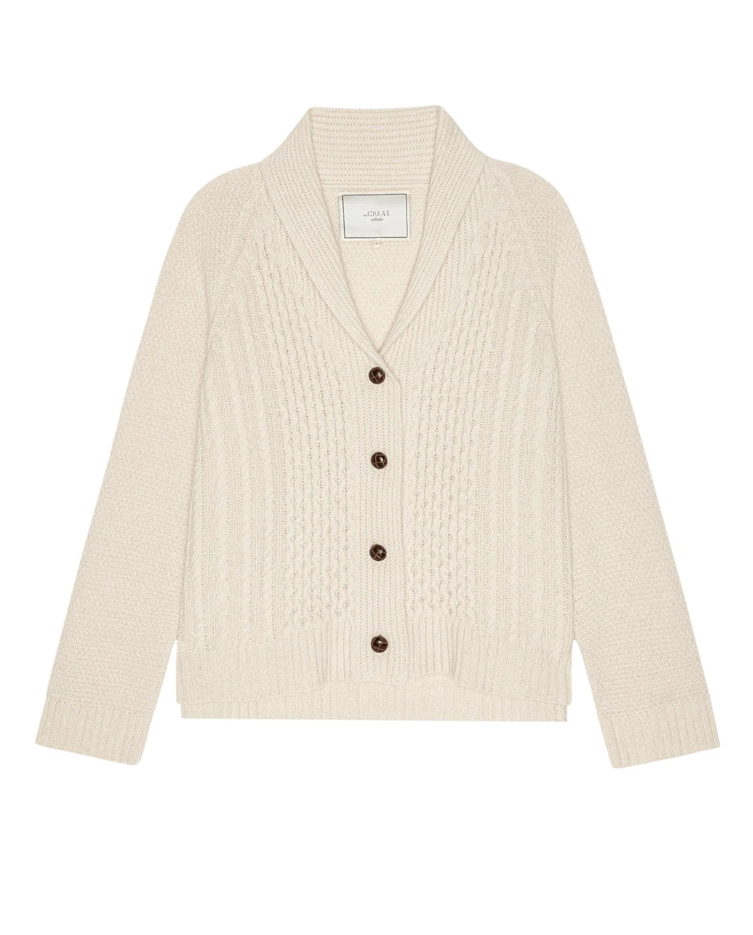 The Great Cashmere Cable Lodge Cardigan Cream-The Great-Thistle Hill