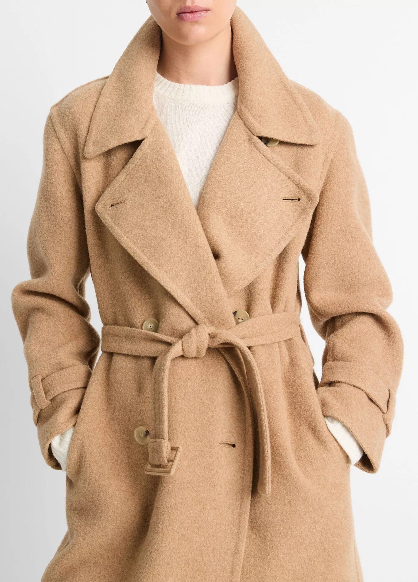 Vince Women s Lofty Italian Wool Blend Belted Long Coat