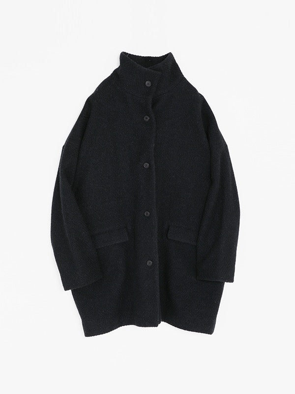 Evam Eva Renew Wool Stand Short Coat Charcoal-Evam Eva-Thistle Hill