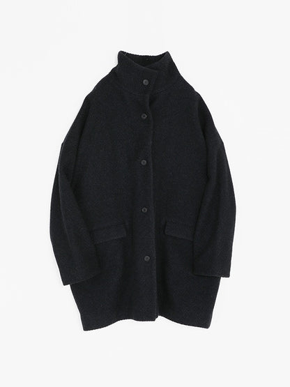 Evam Eva Renew Wool Stand Short Coat Charcoal-Evam Eva-Thistle Hill