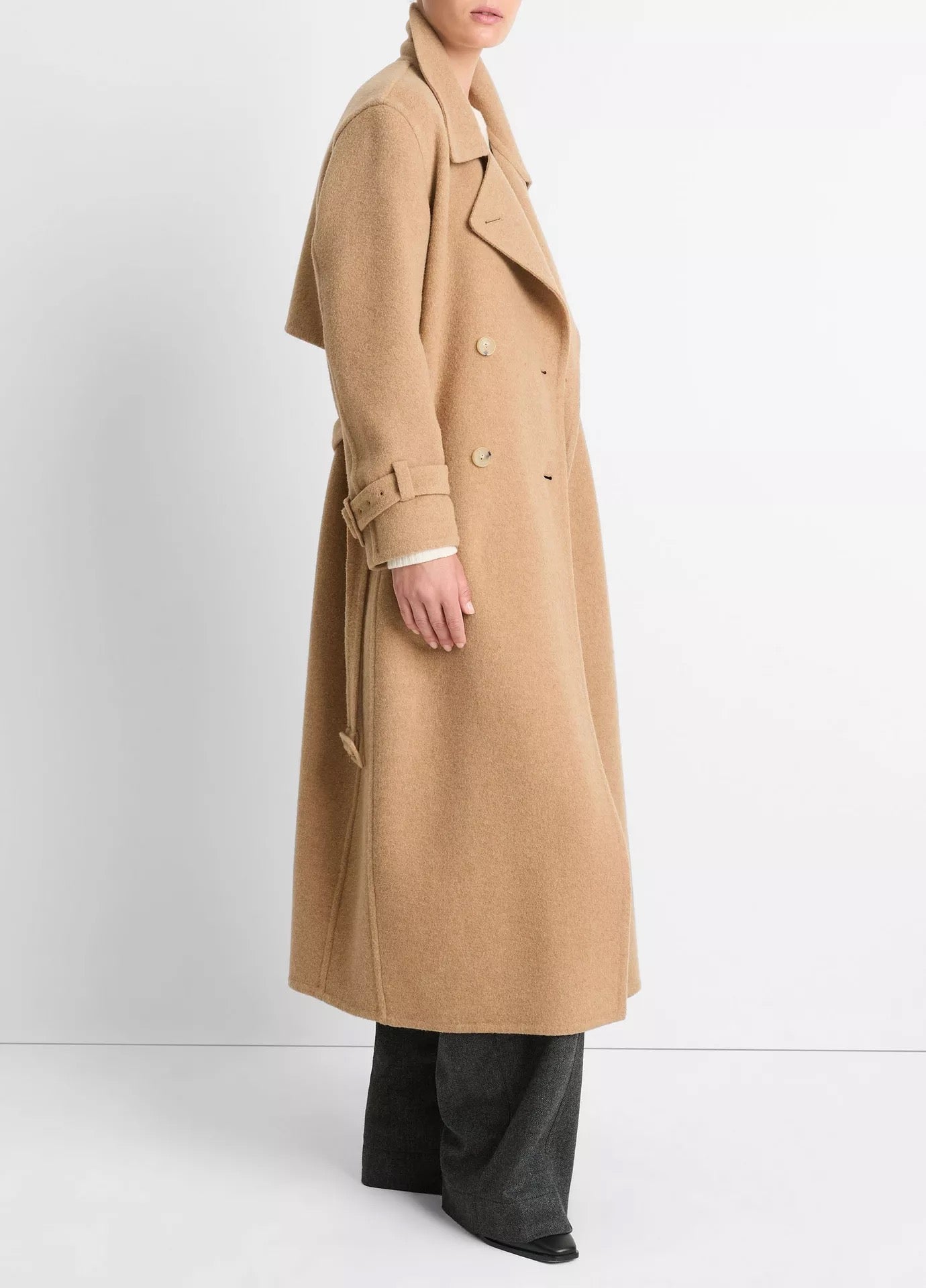 Fashion camel wool maxi coat