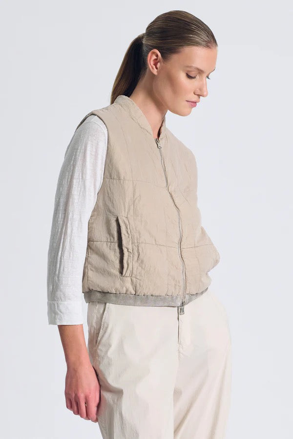 Transit Padded Silk Blend Vest in Sand-Transit-Thistle Hill