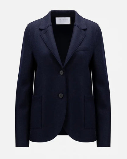 Harris Wharf London Stand Up Collar Blazer Light Pressed Wool Navy Blue-Harris Wharf London-Thistle Hill