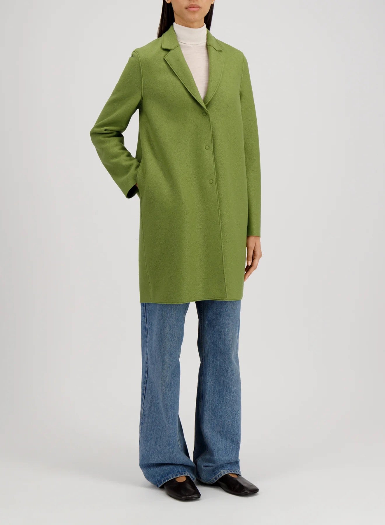 Harris Wharf London Cocoon Coat Pressed Wool Peridot-Harris Wharf London-Thistle Hill