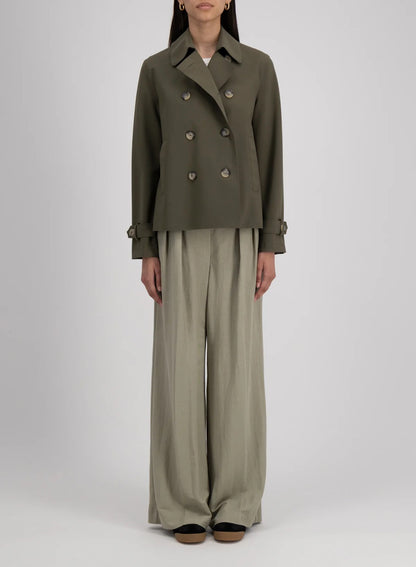 Harris Wharf London Cropped Trench Scuba Dark Khaki-Harris Wharf London-Thistle Hill