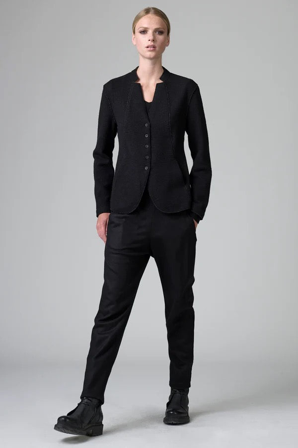 Transit V-neck Wool Jacket in Black-Transit-Thistle Hill