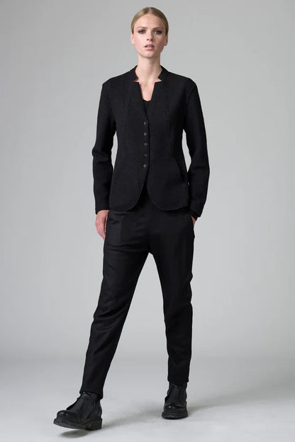 Transit V-neck Wool Jacket in Black-Transit-Thistle Hill