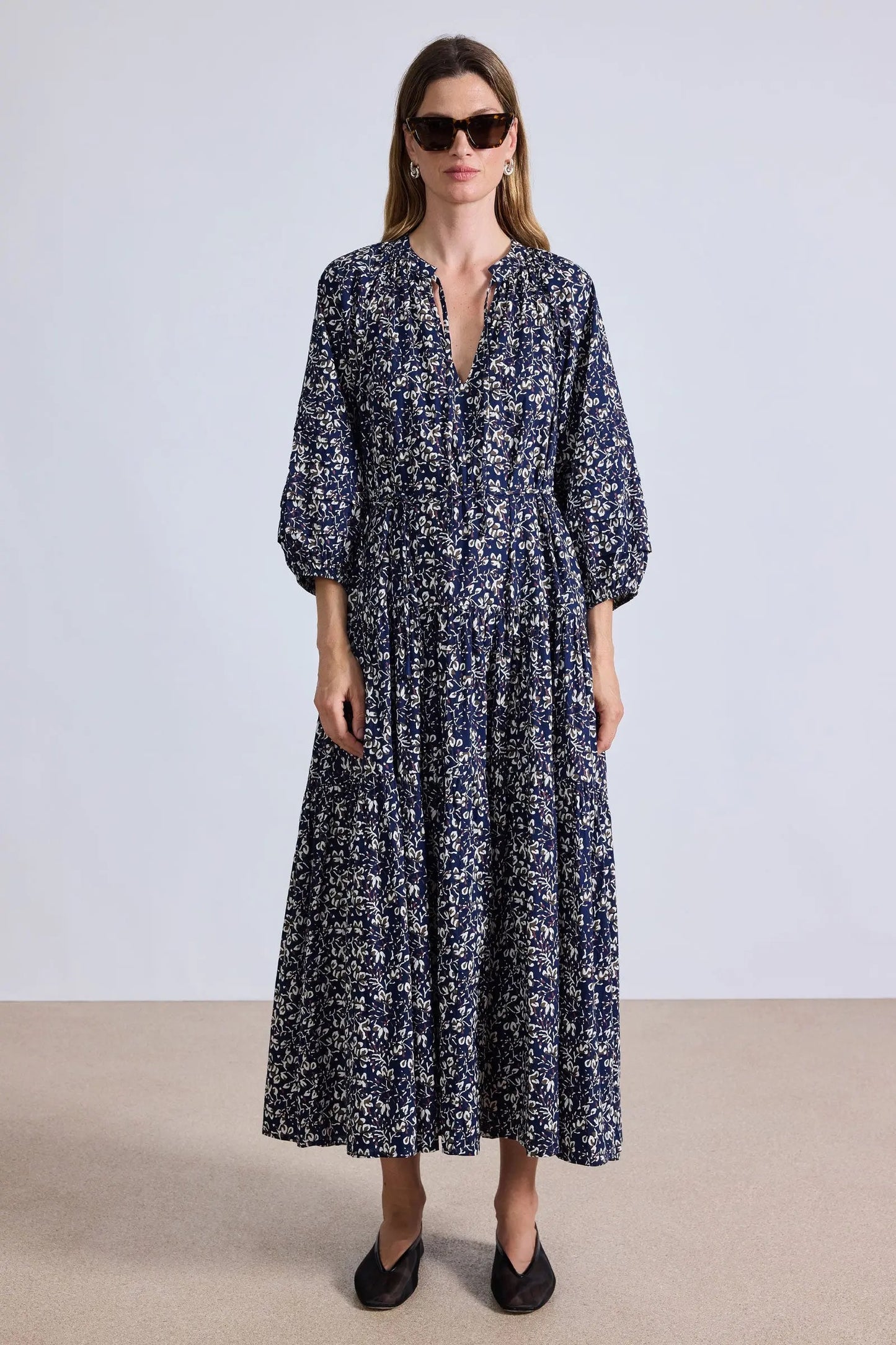 Apiece Apart Luminile Tier Maxi Mira Floral Navy-Apiece Apart-Thistle Hill