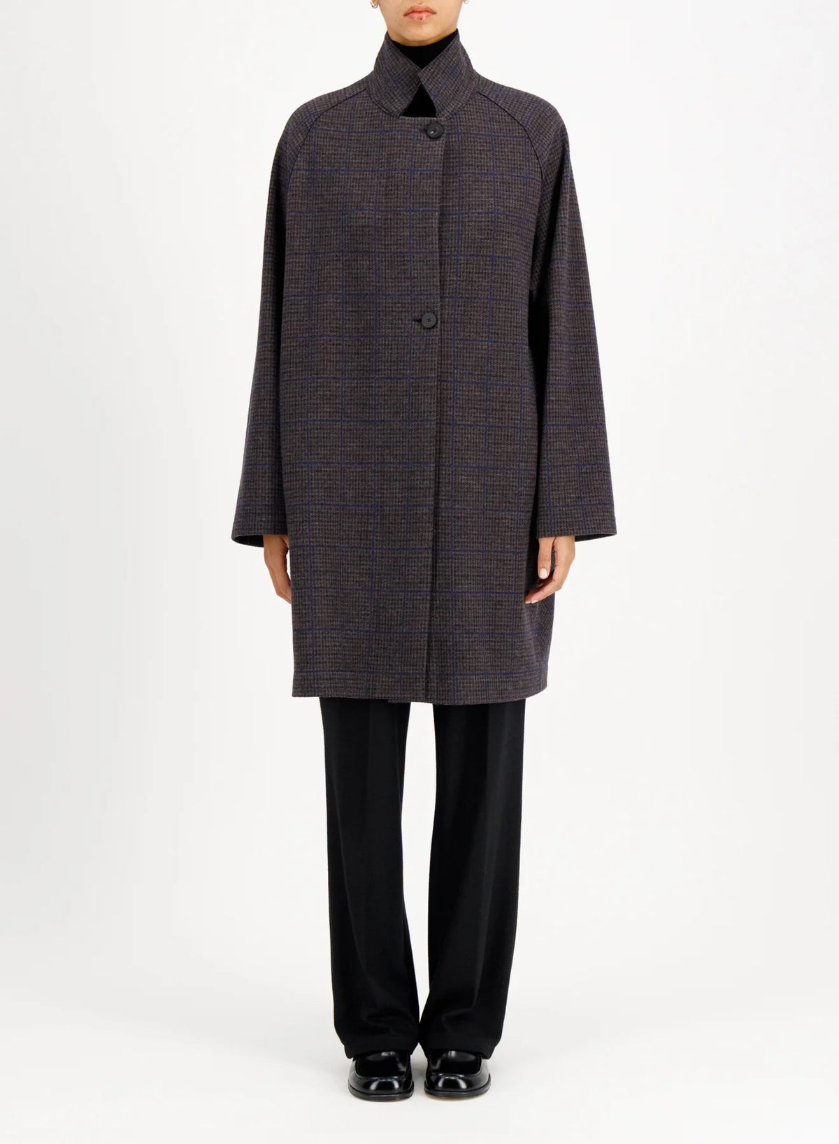 Harris Wharf/ Loro Piana Raglan Cape Grey & Brown