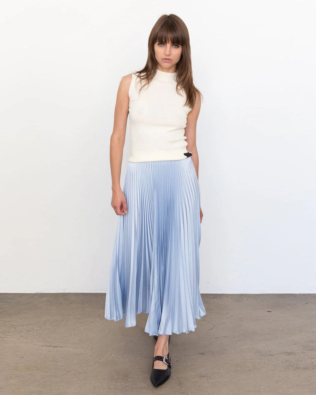Loyd Ford Classic Satin Midi Skirt Powder Blue-Loyd Ford-Thistle Hill