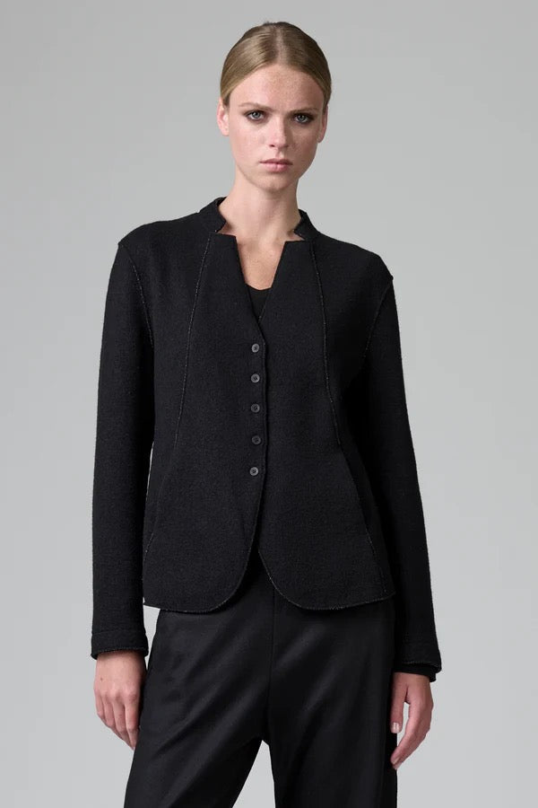 Transit V-neck Wool Jacket in Black-Transit-Thistle Hill