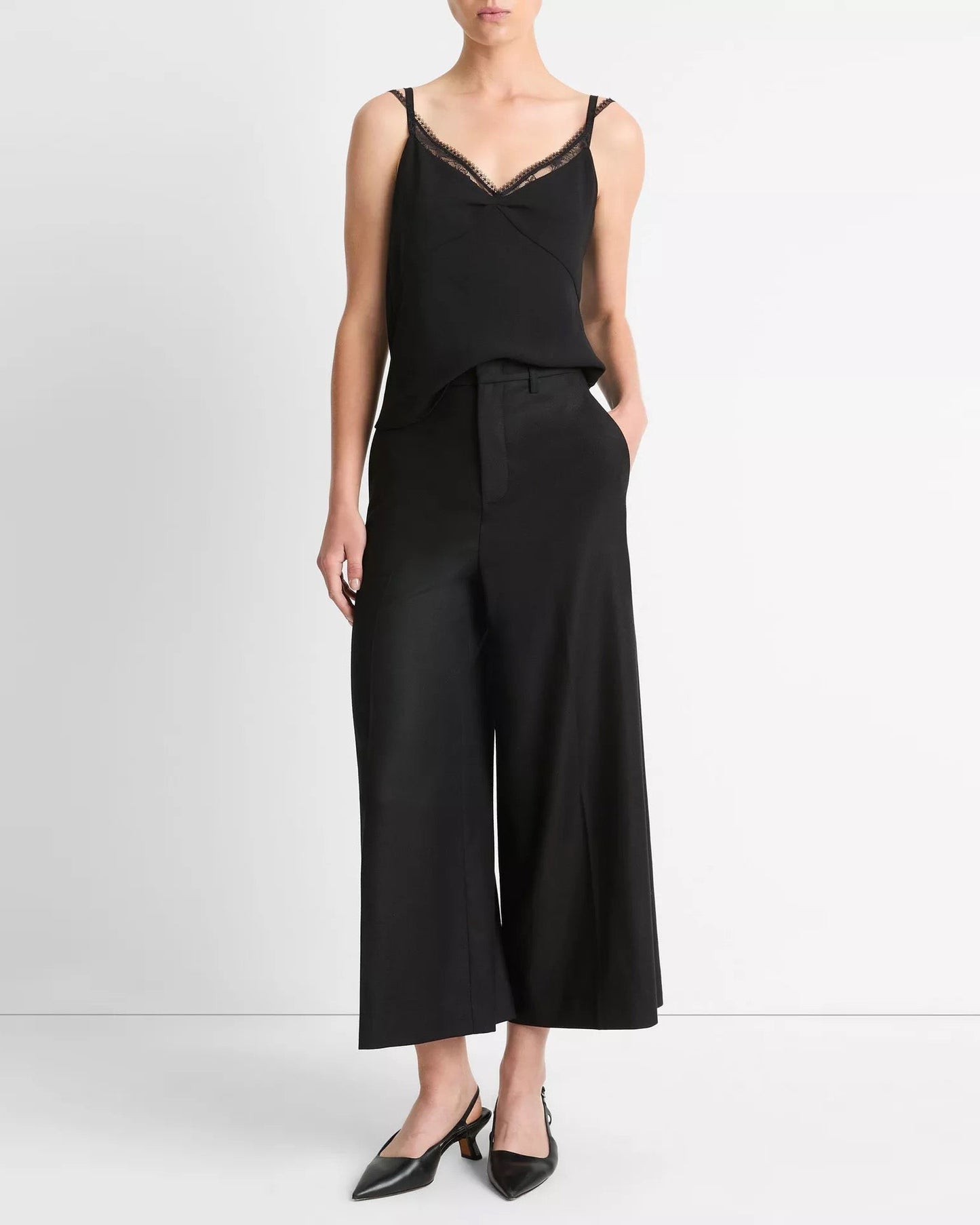 Vince Mid Rise Brushed Flannel Culotte Black-Vince-Thistle Hill