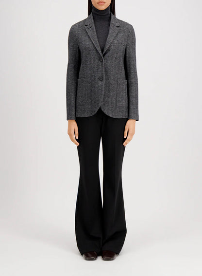 Harris Wharf London Stand Up Collar Blazer Patterned Moleskin Salt & Pepper Herringbone-Harris Wharf London-Thistle Hill