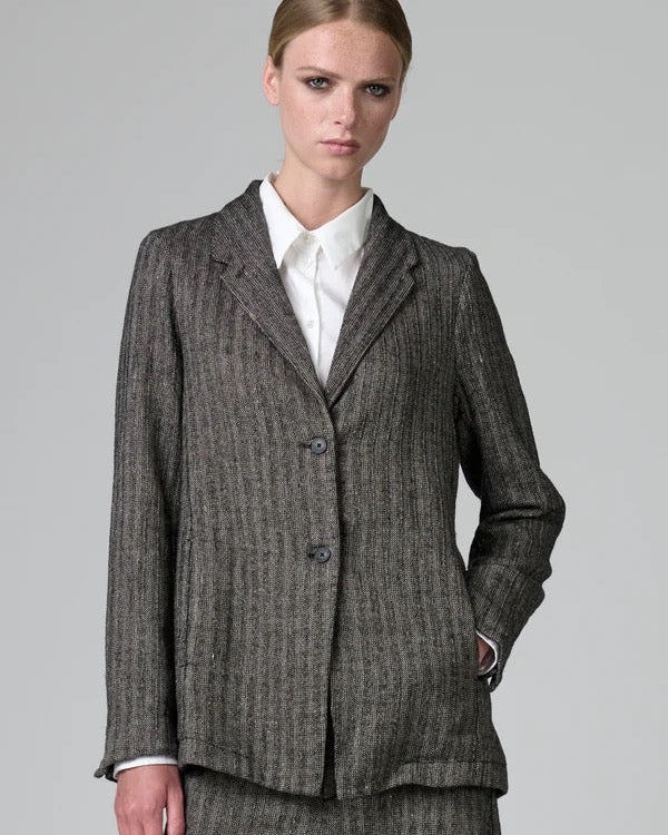 Transit Regular Fit Jacket in Herringbone Stretch Wool Blend Taupe-Transit-Thistle Hill