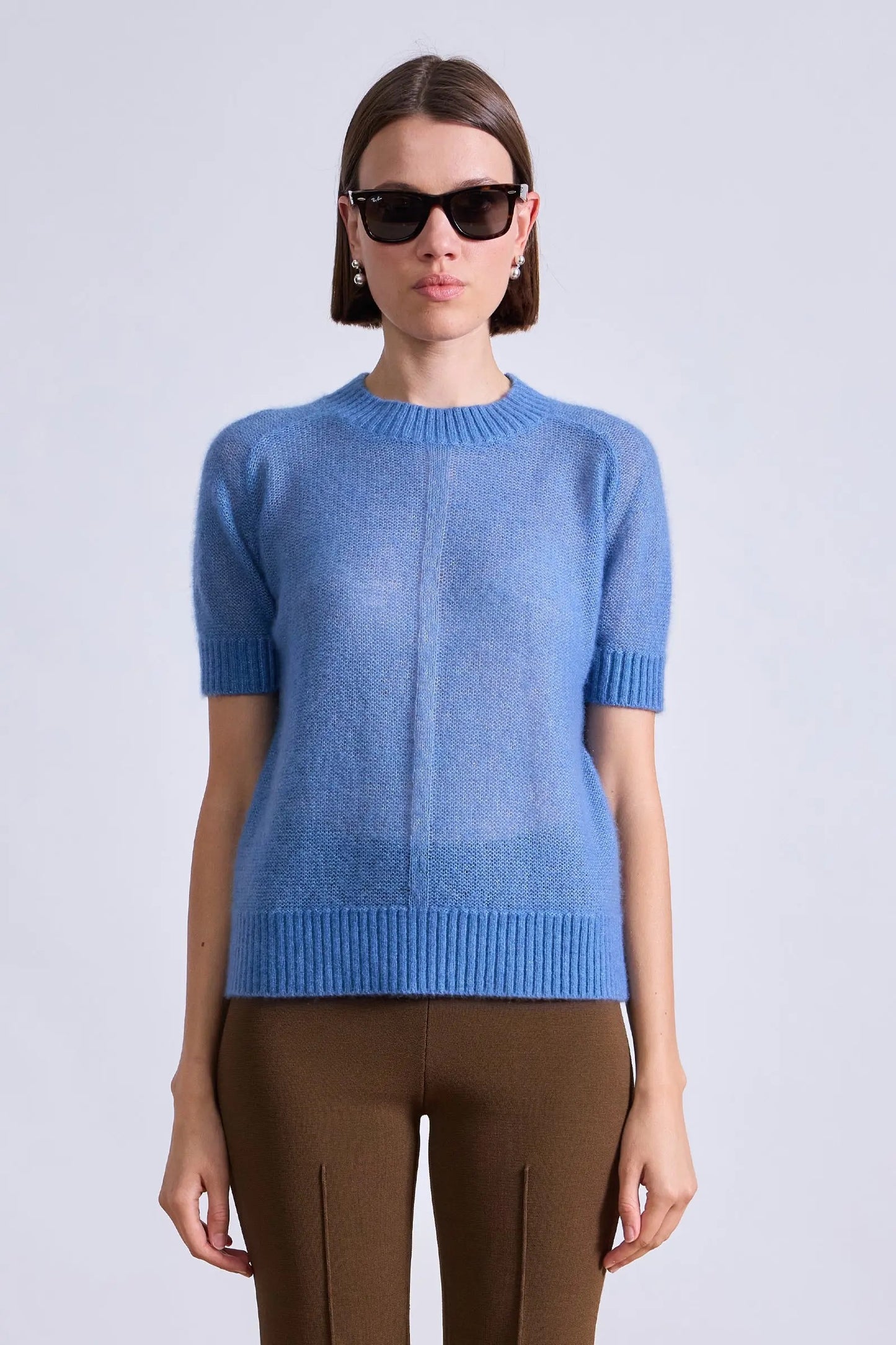 Apiece Apart Softest Silk Cashmere Tee Blue Fog-Apiece Apart-Thistle Hill