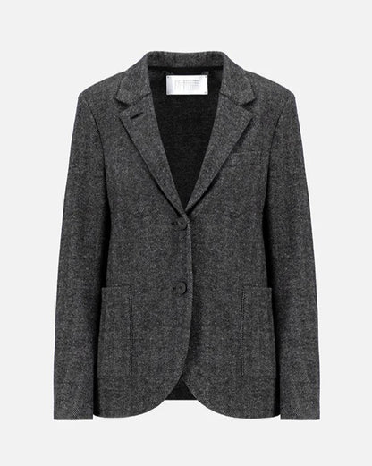 Harris Wharf London Stand Up Collar Blazer Patterned Moleskin Salt & Pepper Herringbone-Harris Wharf London-Thistle Hill