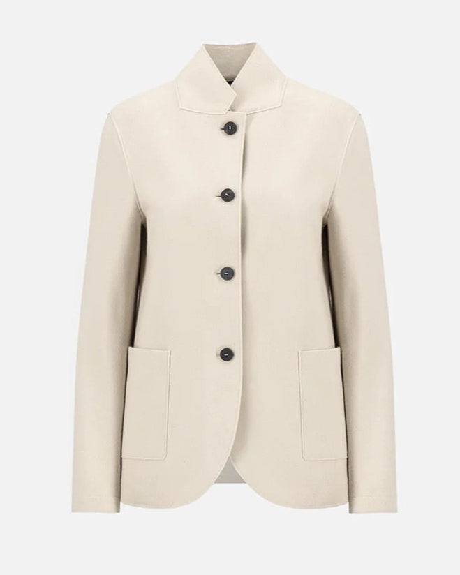 Harris Wharf London High Collar Blazer Cashmere Blend Almond-Harris Wharf London-Thistle Hill