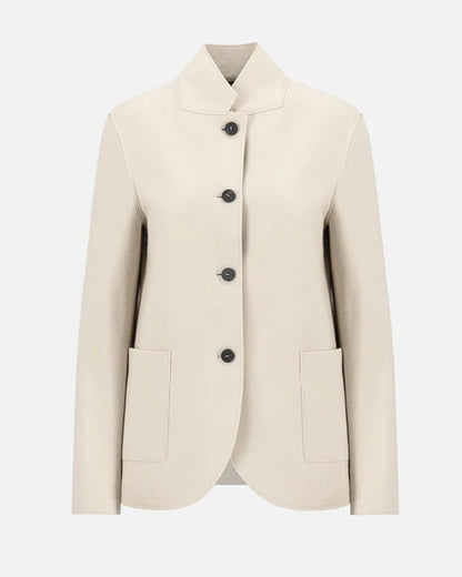 Harris Wharf London High Collar Blazer Cashmere Blend Almond-Harris Wharf London-Thistle Hill
